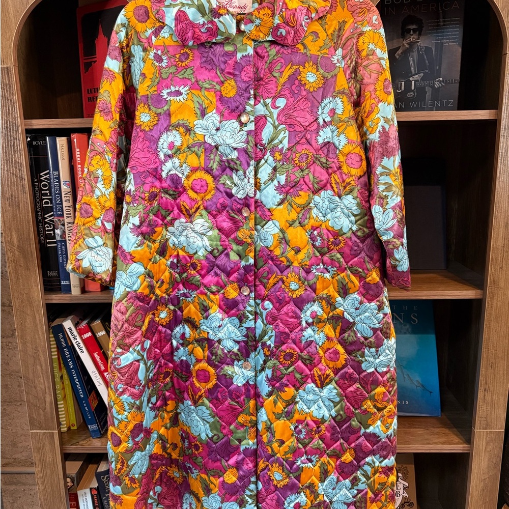 Vintage 60’s 70’s Rhapsody Pink and Orange Floral Long Sleeve Dress